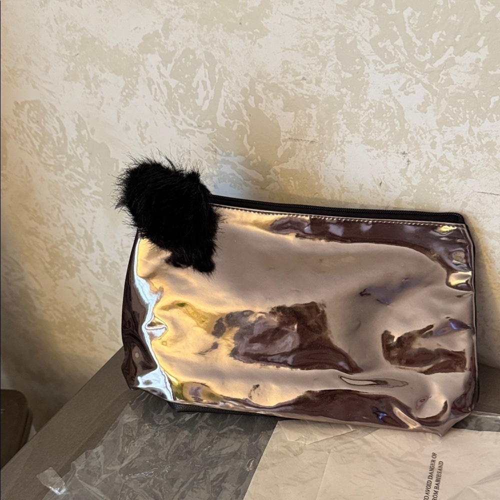 Nordstrom Black and Silver Cosmetic Bag
